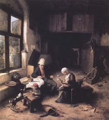 Ostade, Adriaen van Interior of a Peasant's Cottage (mk25 oil painting image